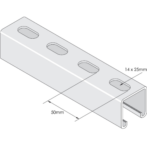 Picture of 41mm x 41mm x 1000mm Slotted Channel 2.5mm Pre Galv 304138