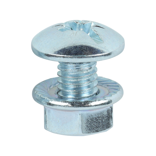 Picture of M6 x 12mm Combi Drive Tray Bolt & Flange Nut Zinc Plated 188061