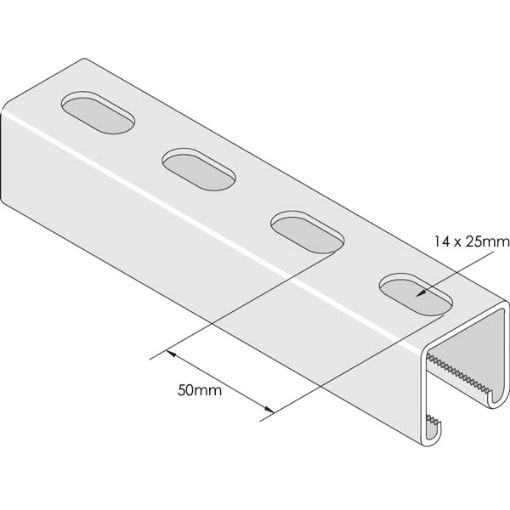 Picture of Slotted 41mm x 41mm x 6m Channel 2.5mm * Hot Dip Galv * to BS EN ISO 1641 304107