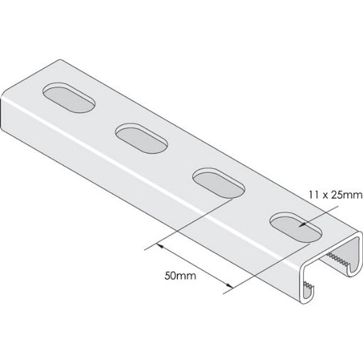 Picture of Slotted 41mm x 21mm x 6m Channel 2.5mm * Hot Dip Galv * to BS EN ISO 1641 304103