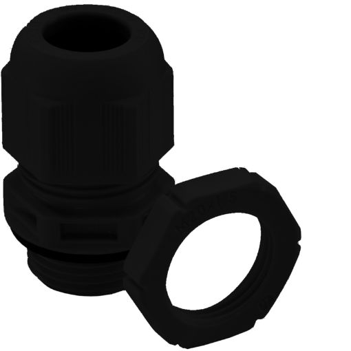 Picture of M40 (16.0 - 28.0mm) IP68 Black Nylon Cable Gland c/w Locknut 1010660 321025