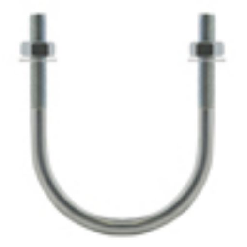 Picture of 65mm N.B. Zinc Std  'U' Bolt M10 Thread 76mm Int Dia 100mm Long c/w 2 NutS 307977