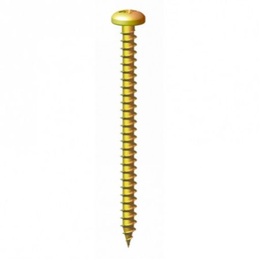 Picture of 4.0 x  25 Pozi Pan Yellow Zinc Hardened Single Thread Woodscrew 244516