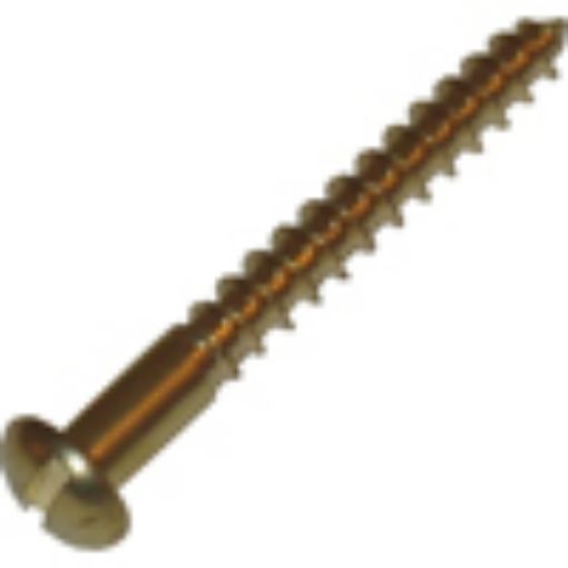 Picture of 8  x 1.1/2 Brass Round Slotted Woodscrew 242542