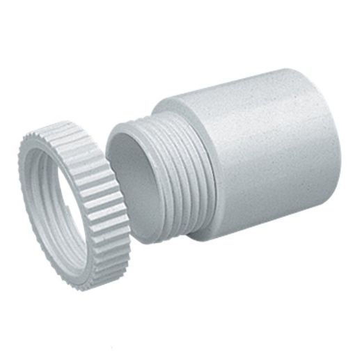 Picture of M25 White PVC Male Adaptor with Lockring 337602