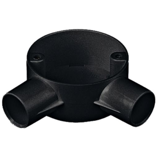 Picture of M20 Black PVC Angle Two Way Circular Box 337105