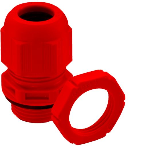 Picture of M20 (7.5 - 14.0mm)  IP68 Red Nylon Cable Gland c/w Locknut 10100614 321028