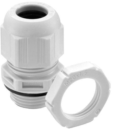 Picture of M20 (7.5 - 14.0mm)  IP68 White Nylon Cable Gland c/w Locknut 10100611 321019