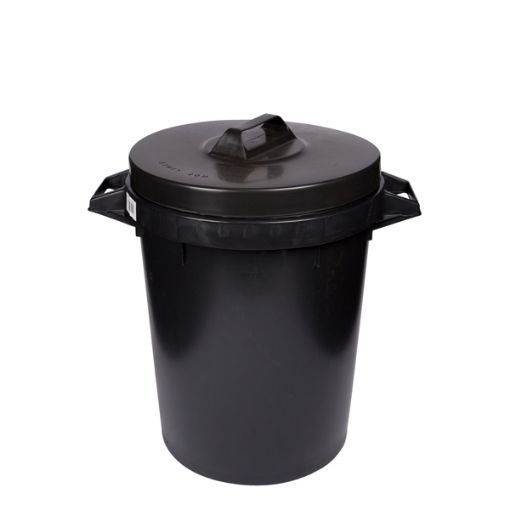 Picture of 90 Litre Black Plastic Dustbin with Lid 429203