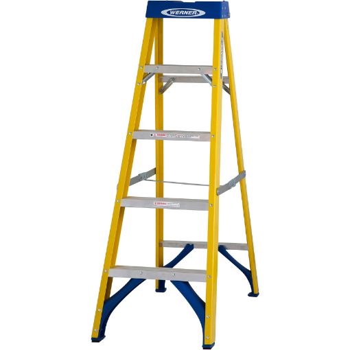 Picture of 5 Tread GRP Fibreglass Swingback Step Ladder c/w Aluminium Treads EN131 414152