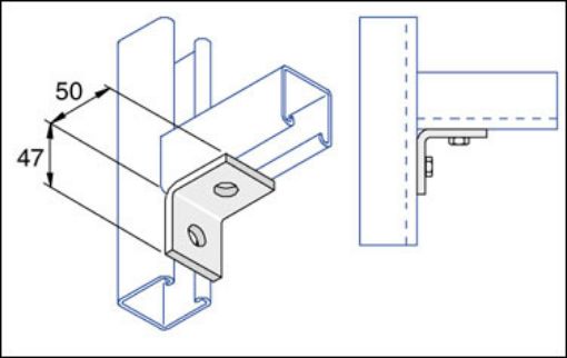 Picture of P1026SS 90° 1 Hole/1 Hole Stainless Steel (47 x 50mm) Angle Bracket Unistrut 304813