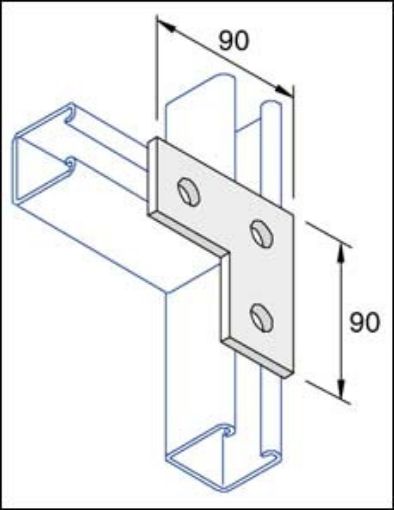 Picture of P1036SS Stainless Steel 3 Hole Flat 90° Angle Bracket Unistrut 304809