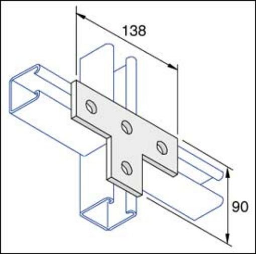 Picture of P1031SS Stainless Steel 4 Hole Flat Tee Bracket Unistrut 304810