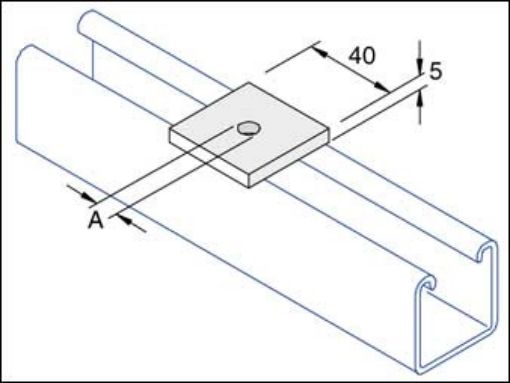 Picture of P1020SS M10/M12 1 Hole Unistrut Stainless Steel Square Plate Washer Unistrut 304803