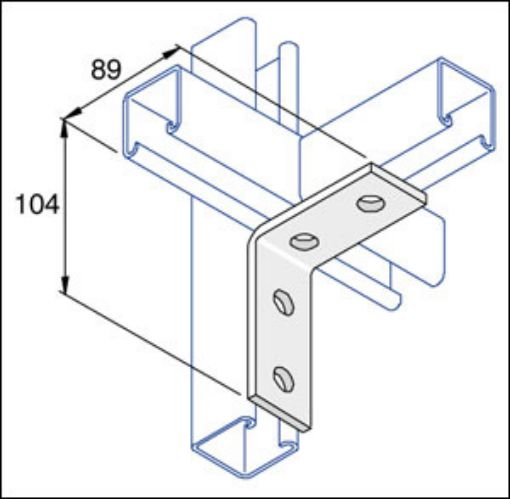 Picture of P1325SS 90° 2 Hole/2 Hole Stainless Steel (89 x 104mm) Angle Bracket Unistrut 304818