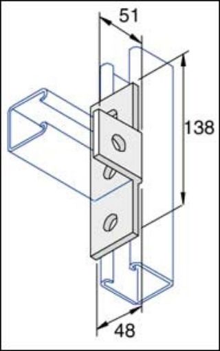 Picture of P1033SS Stainless Steel 90° 4 Hole Tee Bracket 3 Hole/1 Hole Unistrut 304822