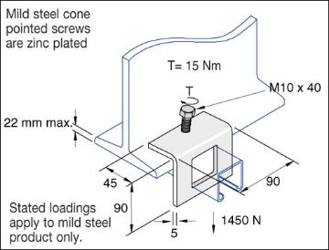 Show details for P1796-BSS 41mm x 82mm SS Window Bracket c/w M10 Cone Point Screw Unistrut 304854 Picture of P1796-BSS 41mm x 82mm SS Window Bracket c/w M10 Cone Point Screw Unistrut 304854