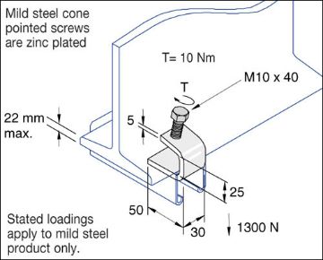Show details for P1272SS SS Internal C Type Beam Clamp Bracket c/w Cone Point Screw Unistrut 304847 Picture of P1272SS SS Internal C Type Beam Clamp Bracket c/w Cone Point Screw Unistrut 304847