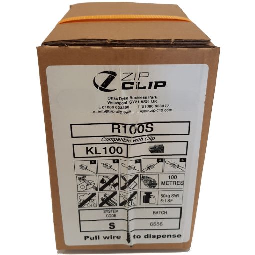 Picture of R100Silver 100m Galvanised Zip-Clip KL100 Wire Rope (50kg SWL) 190745