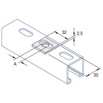 Show details for P1063/08 M8 x 30 x 30 1 Hole Square Plate Washer (10mm Clearance Hole) Unistrut 937549 Picture of P1063/08 M8 x 30 x 30 1 Hole Square Plate Washer (10mm Clearance Hole) Unistrut 937549