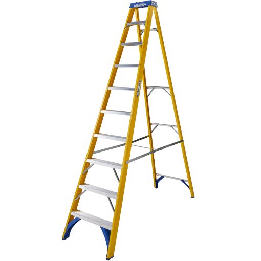 Picture of 10 Tread GRP Fibreglass Swingback Step Ladder c/w Aluminium Treads EN131 938513