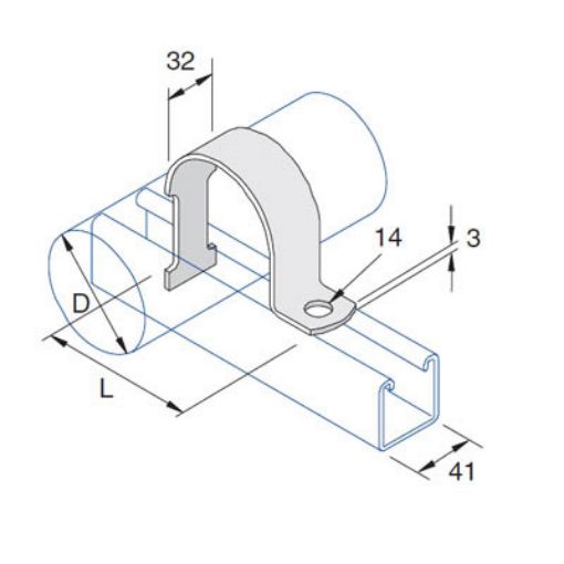 Picture of SS2/H 80 - 90mm OD Unistrut Pipe Clamp Hot Dipped Galvanised 303758