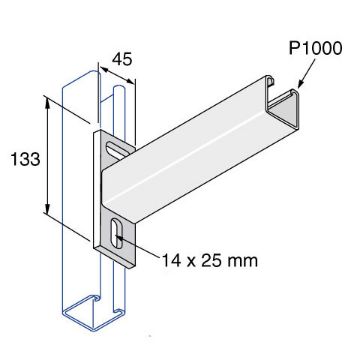 Show details for P2663/1000H 41 x 41 x 1000mm Plain Cantilever Arm 2 Hole Plate H.D.G. Unistrut 304756 Picture of P2663/1000H 41 x 41 x 1000mm Plain Cantilever Arm 2 Hole Plate H.D.G. Unistrut 304756