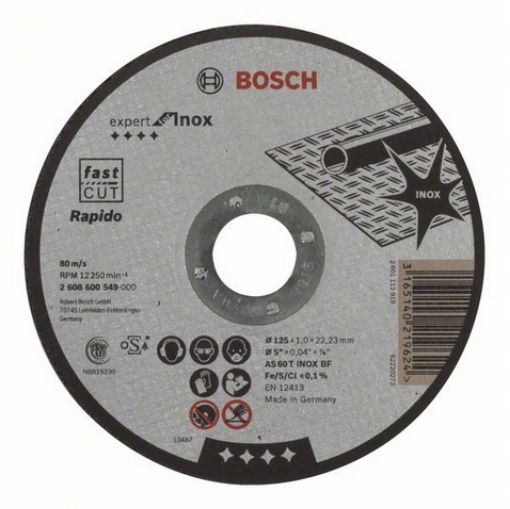 Picture of 125 x 1.0 x 22.2mm (5") as 60 T Inox BF Cutting Disc 502508