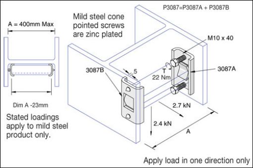 Picture of P3087SS SS Internal Beam Clamps  (2 Parts & Cone Point Screws) Unistrut 938981