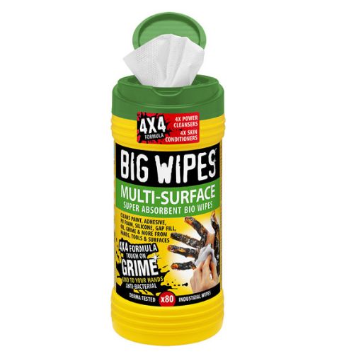 Picture of Tub of 80 Big Wipes 2440 Multi-Surface 4 x 4 Absorbent Biodegradable Wipes 480023