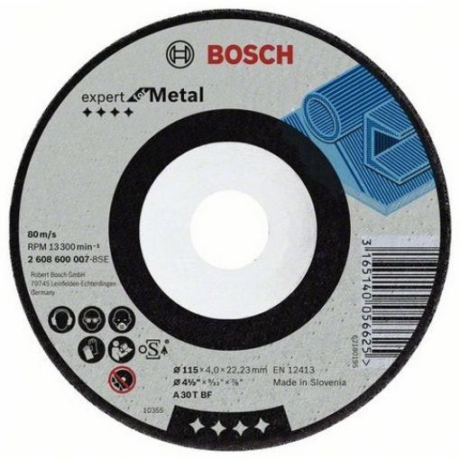 Picture of 180 x 6.0 x 22.2mm (7") A 30 T BF Dep Cen Metal Grinding Disc Bosch 2608600315 502011