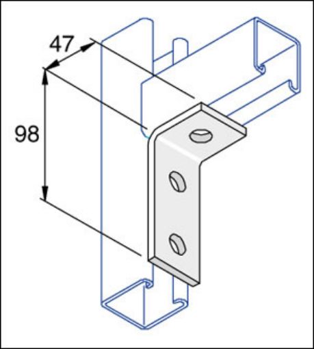 Picture of P1346SS 90° 3 Hole (47mm x 98mm) Angle Bracket 1 Hole/2 Hole Unistrut 304815