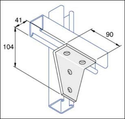 Picture of P1359SS Stainless Steel 90° 4 Hole Large Delta Bracket 2 Hole/2 Hole Unistrut 304864