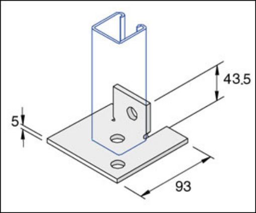 Picture of P2072-S2SS Stainless Steel 1 Hole Single Channel Base Plate Unistrut 304855