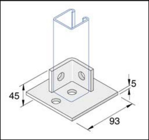 Picture of P2072-S1SS Stainless Steel 2 Hole Single Channel Base Plate Unistrut 304856