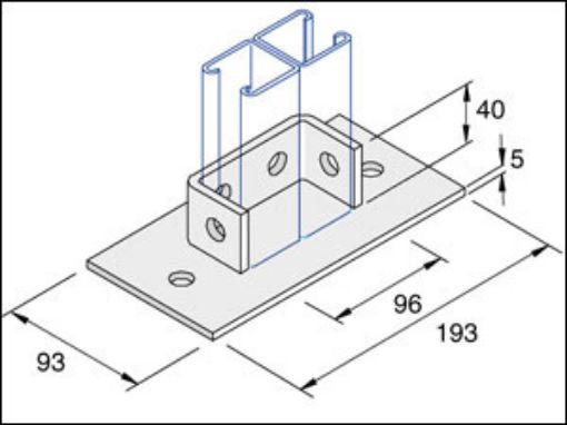 Picture of P2073SS Stainless Steel 4 Hole Double Channel Base Plate Unistrut 304857