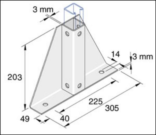 Picture of P2348-S1SS Stainless Steel 41mm x 41mm Single Delta Plate Unistrut 304858