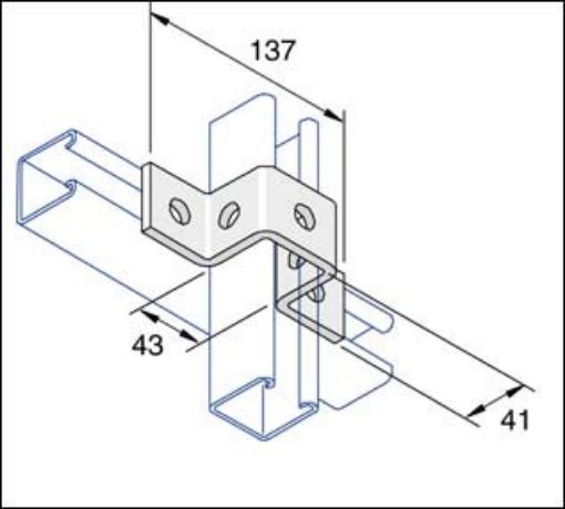 Picture of P1047SS Stainless Steel 41mm Deep Top Hat Bracket Unistrut 304834