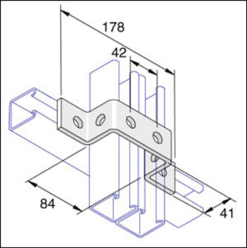 Picture of P1043SS Stainless Steel 84mm Wide Top Hat Bracket Unistrut 304836