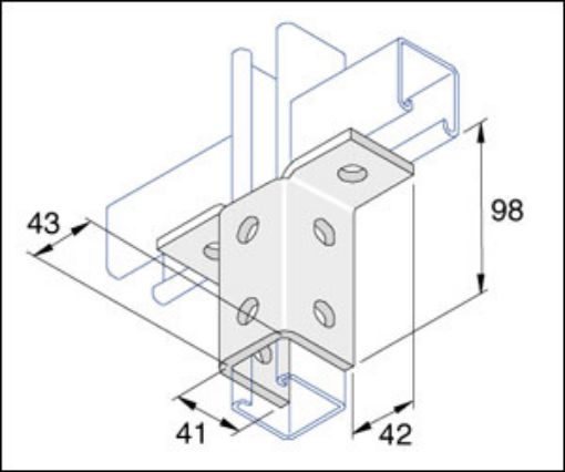 Picture of P2346SS Stainless Steel 8 Hole Two Leg Wing Bracket Unistrut 304838