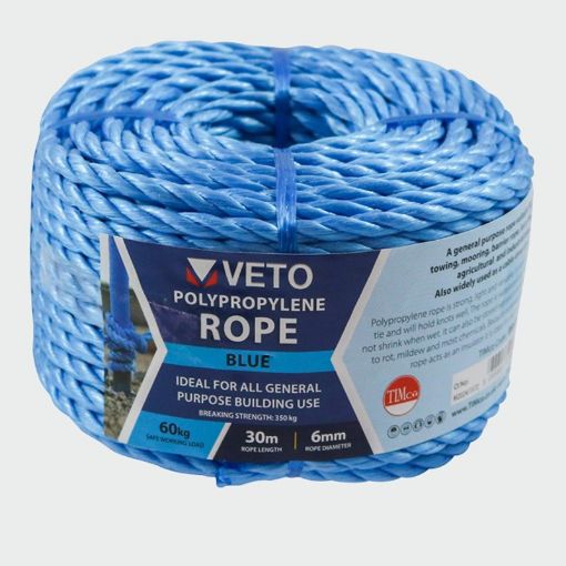 Picture of 6mm x 30m Coil Blue Polypropylene Rope 935912