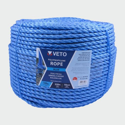 Picture of 10mm x 220m Coil Blue Polypropylene Rope 214895