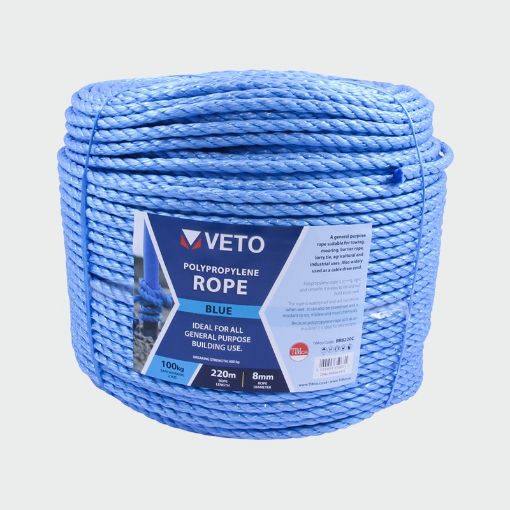 Picture of 8mm x 220m Coil Blue Polypropylene Rope 214893