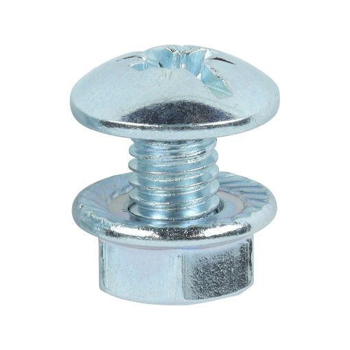 Picture of M6 x 16mm Combi Drive Tray Bolt & Flange Nut Zinc Plated 188062