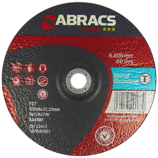 Picture of 100 x 6.0 x 16.0mm (4") A 24 S BF Dep Cen Metal Grinding Disc 502002