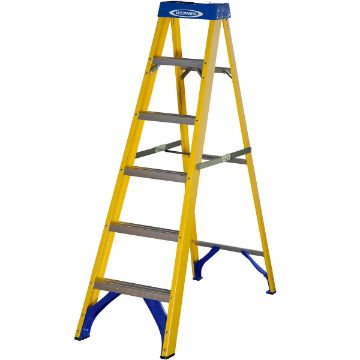 Show details for 6 Tread GRP Fibreglass Swingback Step Ladder c/w Aluminium Treads EN131 414153 Picture of 6 Tread GRP Fibreglass Swingback Step Ladder c/w Aluminium Treads EN131 414153