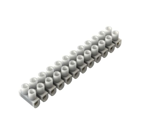 Picture of 15 Amp 12 Way Natural Polyethylene Terminal Connector Strip (White High Temp) 319103