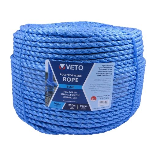 Picture of 10mm x 220m Coil Blue Polypropylene Rope 214895